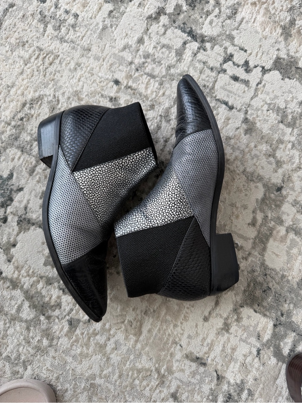 United Nude Black and Silver Pointed Toe Ankle Booties - Picture 4 of 4
